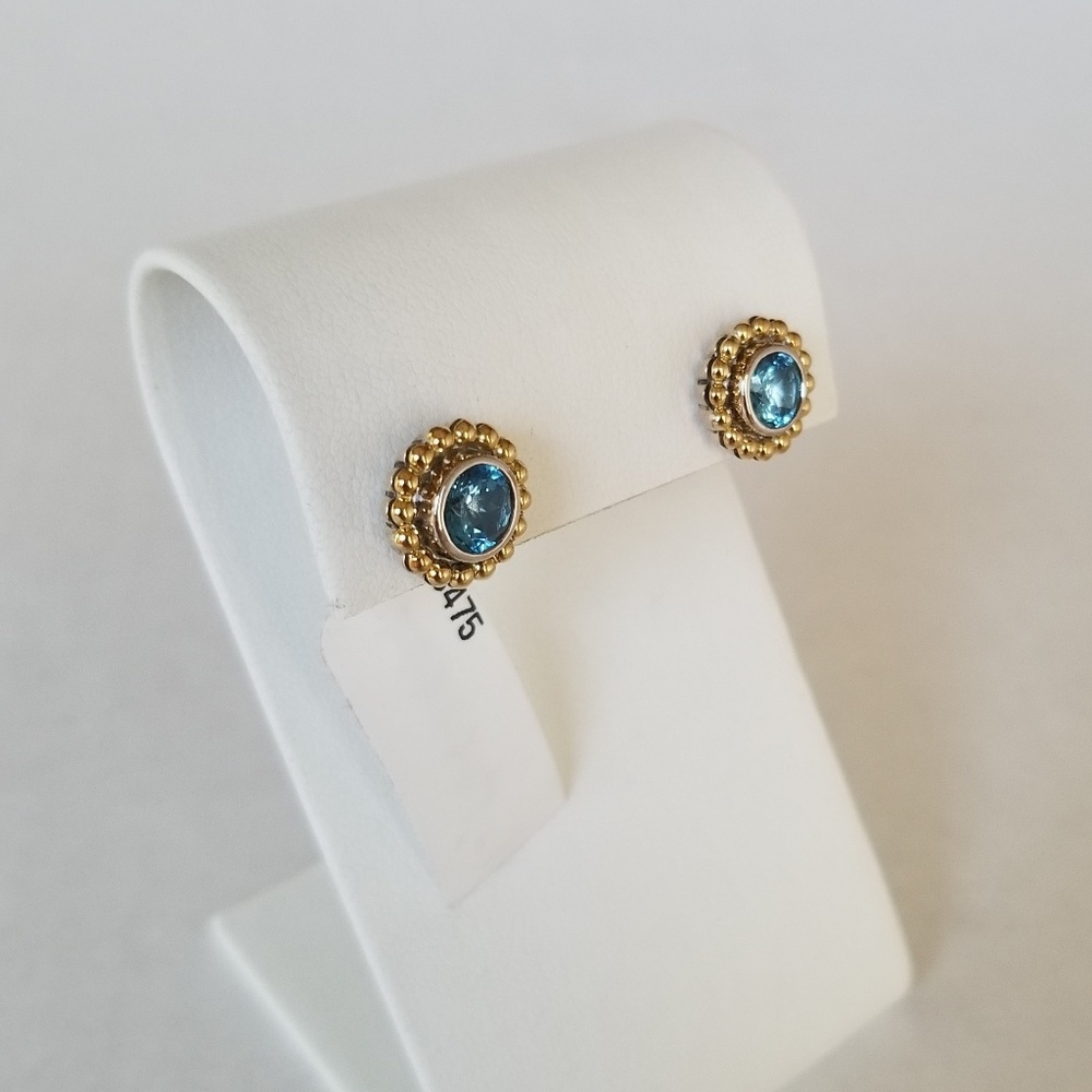 LAGOS Sterling Silver Yellow Gold Topaz Earrings